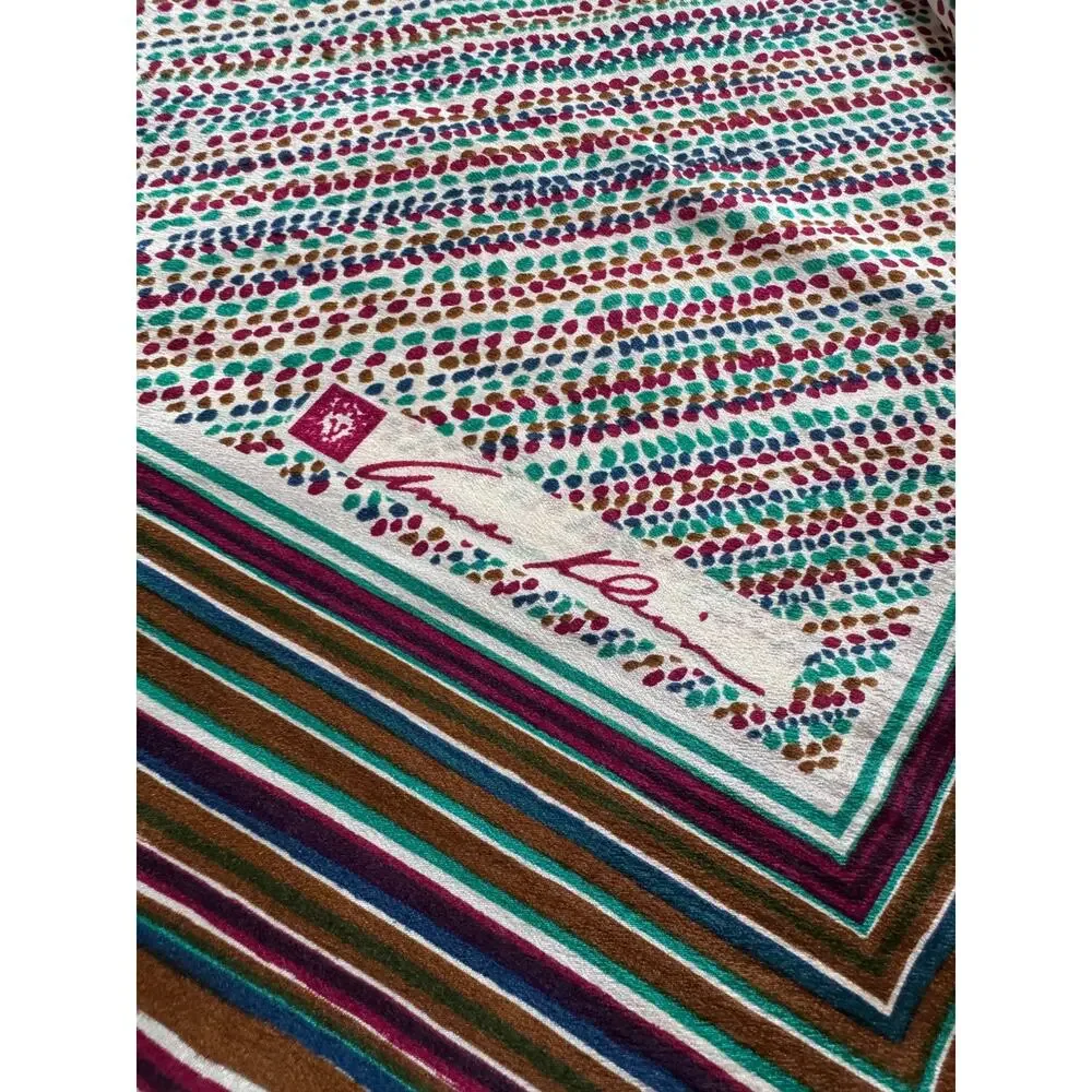Vintage 70s Silk Square Scarf Stripe Retro Quiet Luxury Japan Old Money Classic